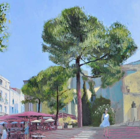 David Rycroft, 'Place Saint-Roch, Montpellier', 90 x 150 cm, oil on canvas, £5,500