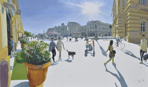 David Rycroft, 'Place de la Comédie, Montpellier', 90 x 150 cm, oil on canvas, £5,500
